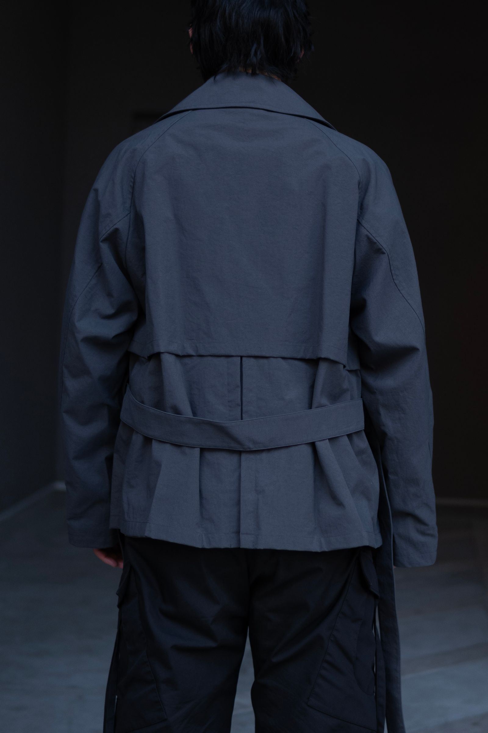 Blanc YM - Short Trench Coat / Blue-Gray | Retikle Online Store