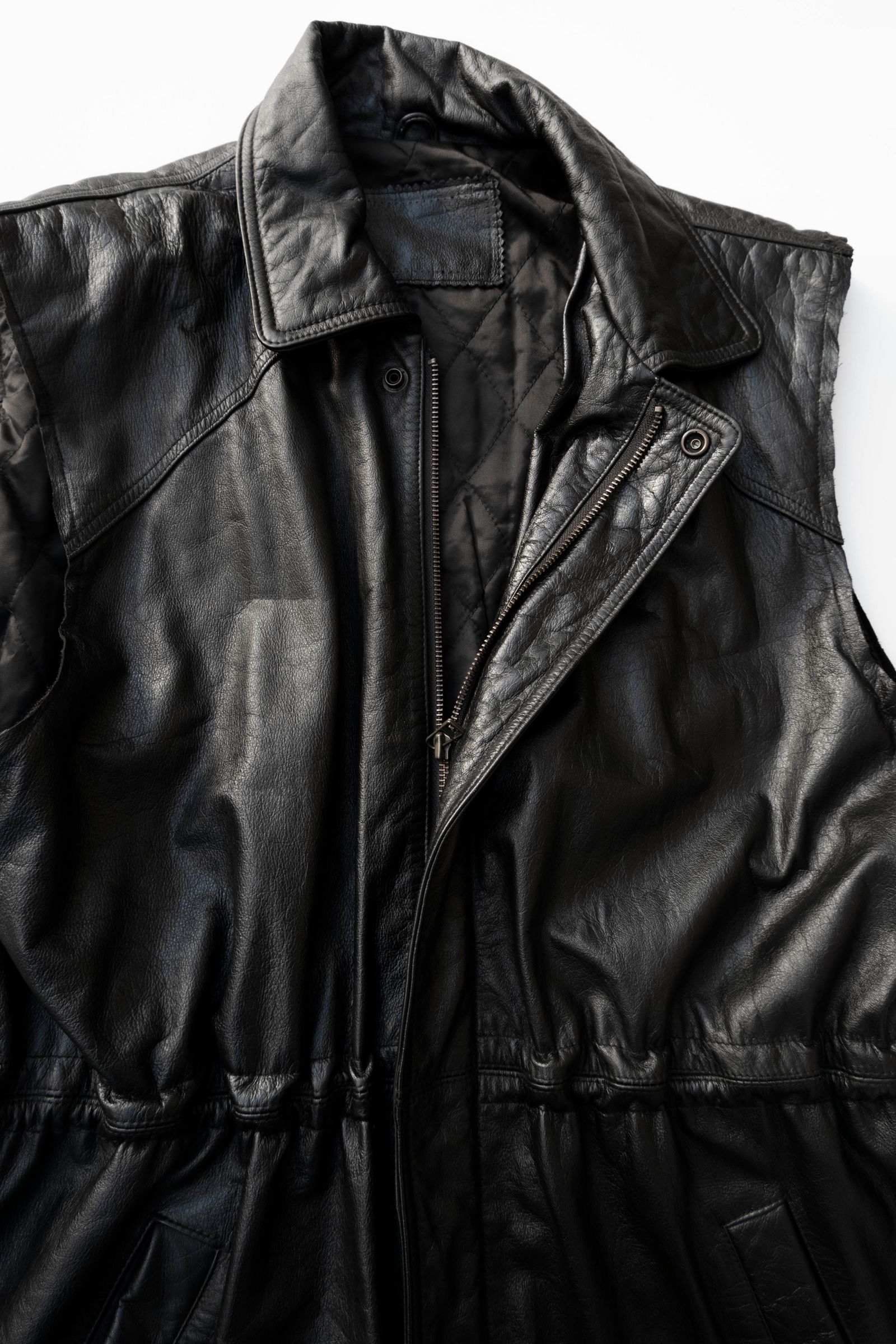 Remake cutoff leather vest / リメイクカットオフレザーベスト