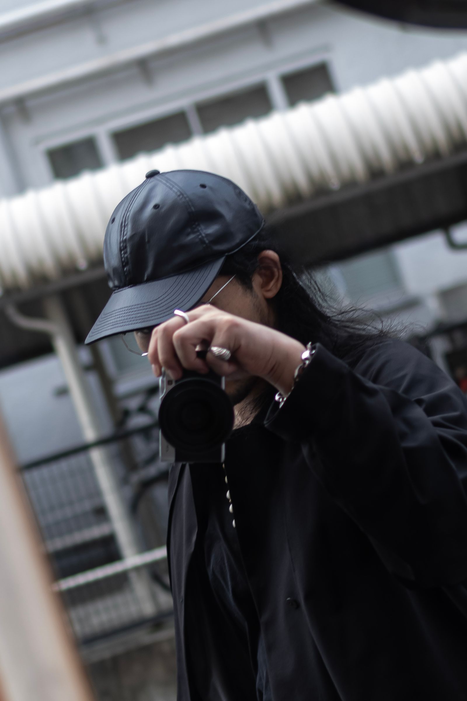 "FAKE-FAKE LEATHER" magnetic buckle cap / BLACK