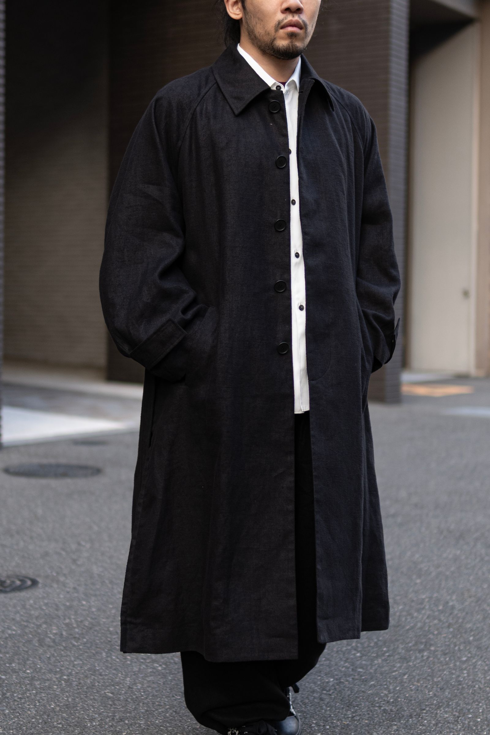 HEMP OVERSIZE BALMACAN COAT / Black