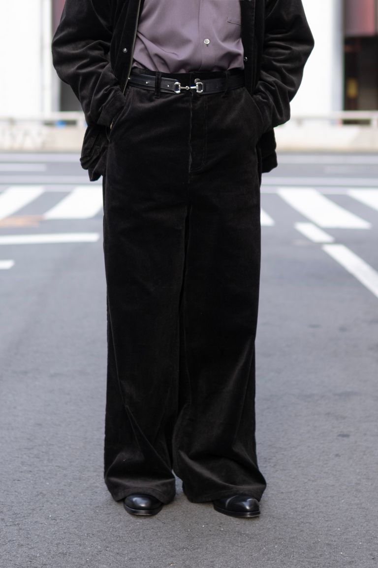 JUHA - HIGH WAIST CORDUROY PANTS / BLACK | Retikle Online Store