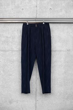 Worsted striped 4 tuck trousers / nvy