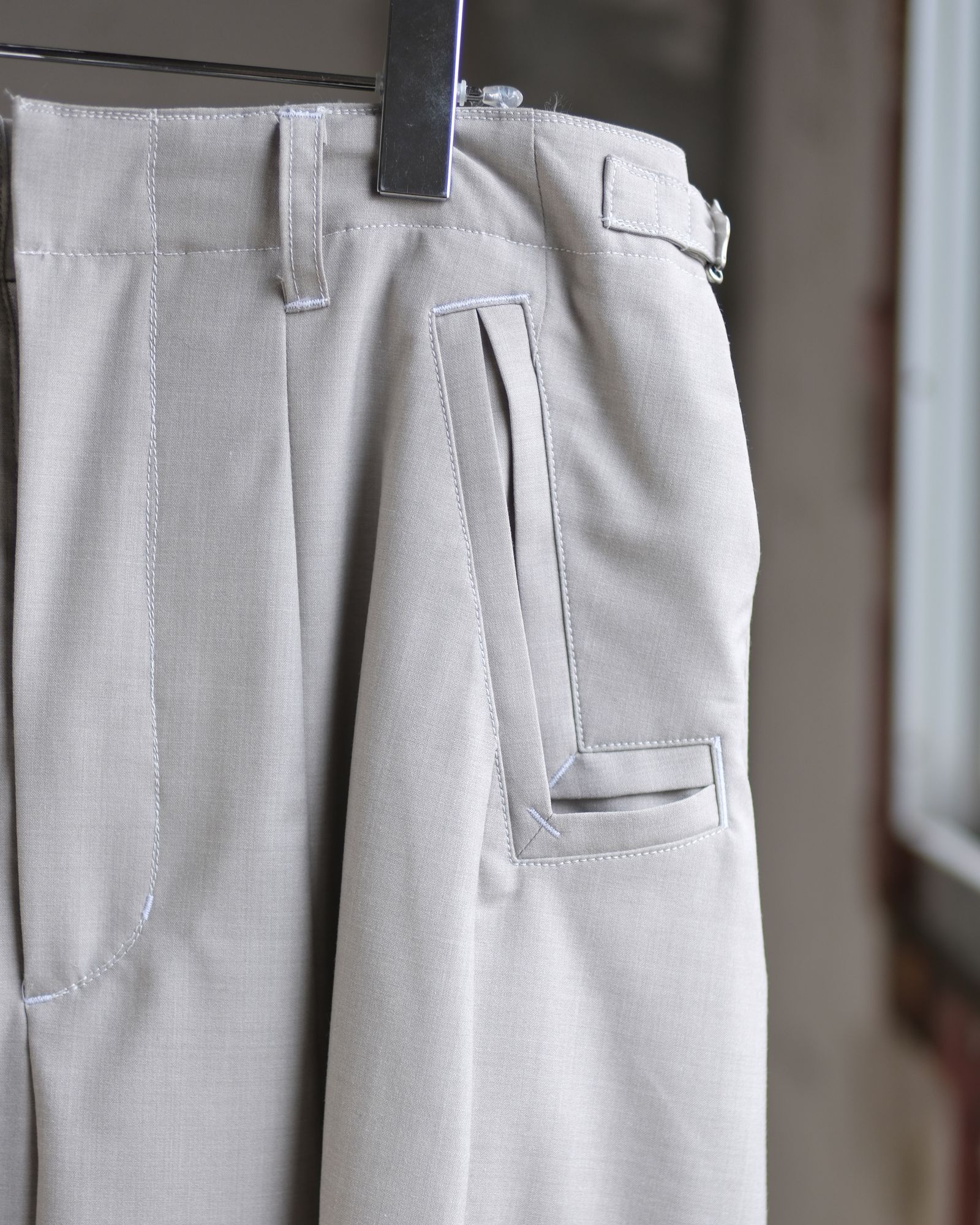 “Washable Super120’s” WIDE CEREMONY “MC” TROUSERS / Gray
