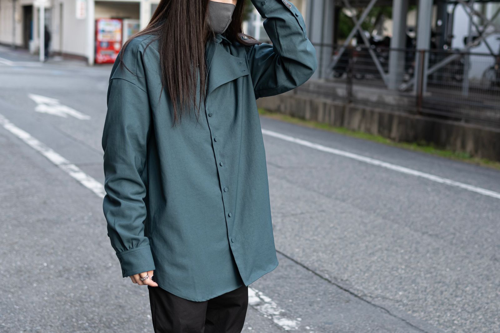 meagratia - Flap shirt / grn | Retikle Online Store