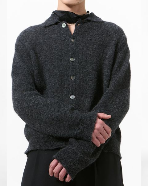 EVENING POLO  Charcoal Melange Fuzzy Alpaca