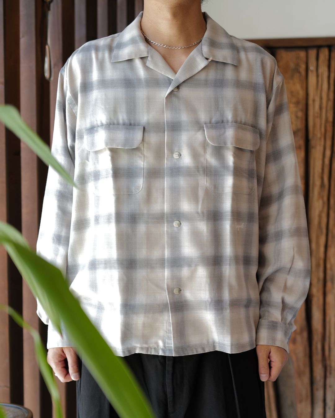 SQ-26AW-SH-01 OPEN COLLAR SHIRT [GRAY]