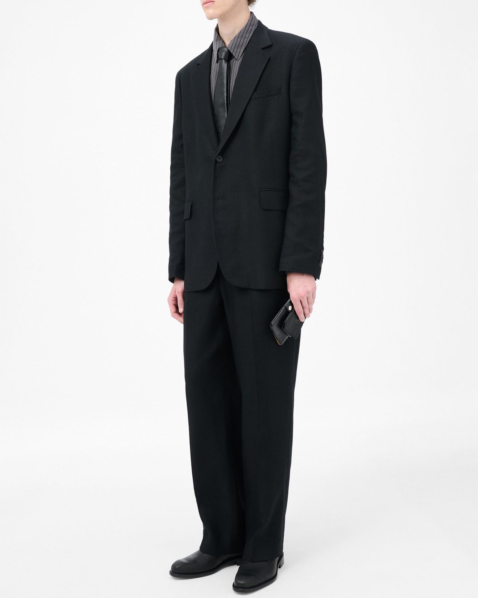 CEREMONY BLAZER   Coal Black Link Stripe Weave