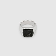 Cushion Black Larvikite (M) / リング (ブラックラルビカイト) / シルバー925 (ユニセックス)