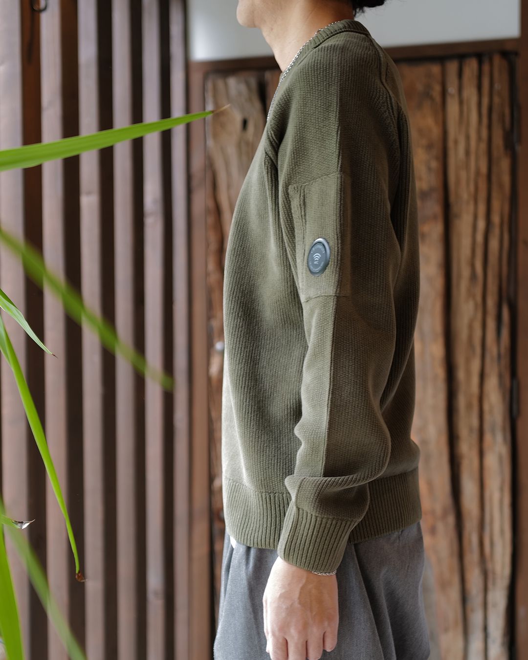 Chenille Cotton Lens Crewneck Sweater [IVY GREEN ]