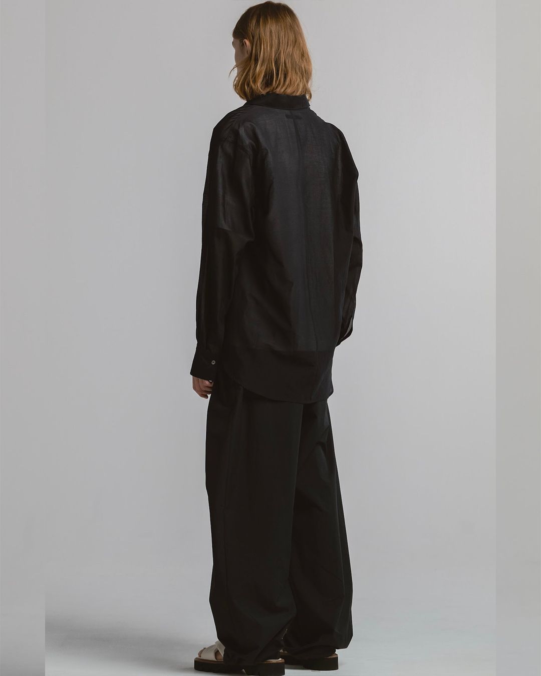DRAWSTRING WIDE TROUSERS [BLACK]