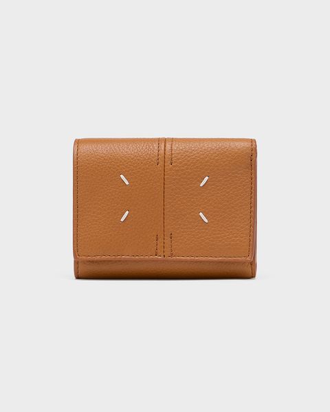 4ステッチ 三つ折り ウォレット <ブラウン>