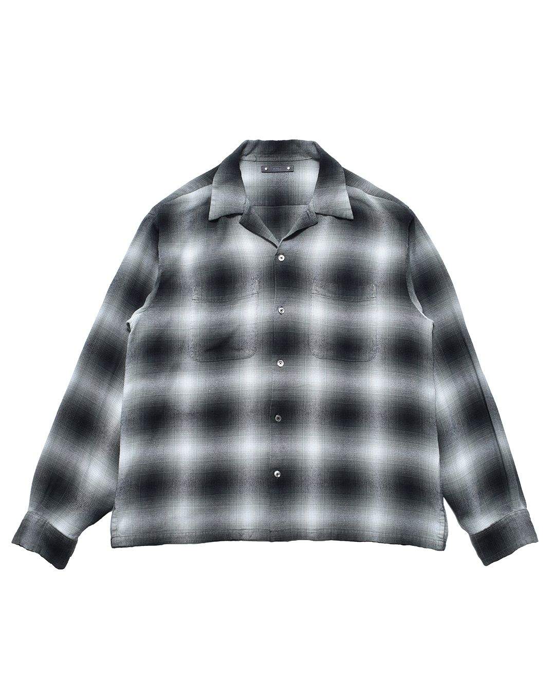 R.Flannel Ombre Open Collar SH  BLT