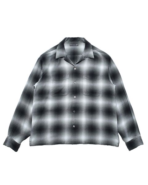 R.Flannel Ombre Open Collar SH  BLT