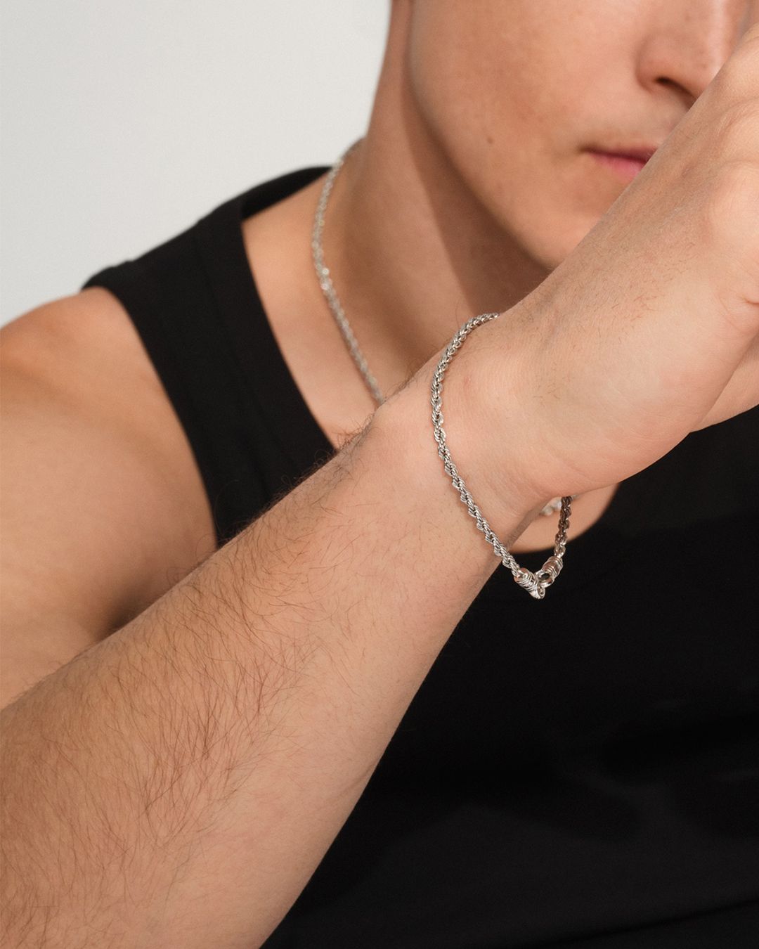 Rope Bracelet 7.7Inch(19.5cm) / ロープ ブレスレット / 925スターリングシルバー / ホワイトロジウムメッキ (ユニセックス)