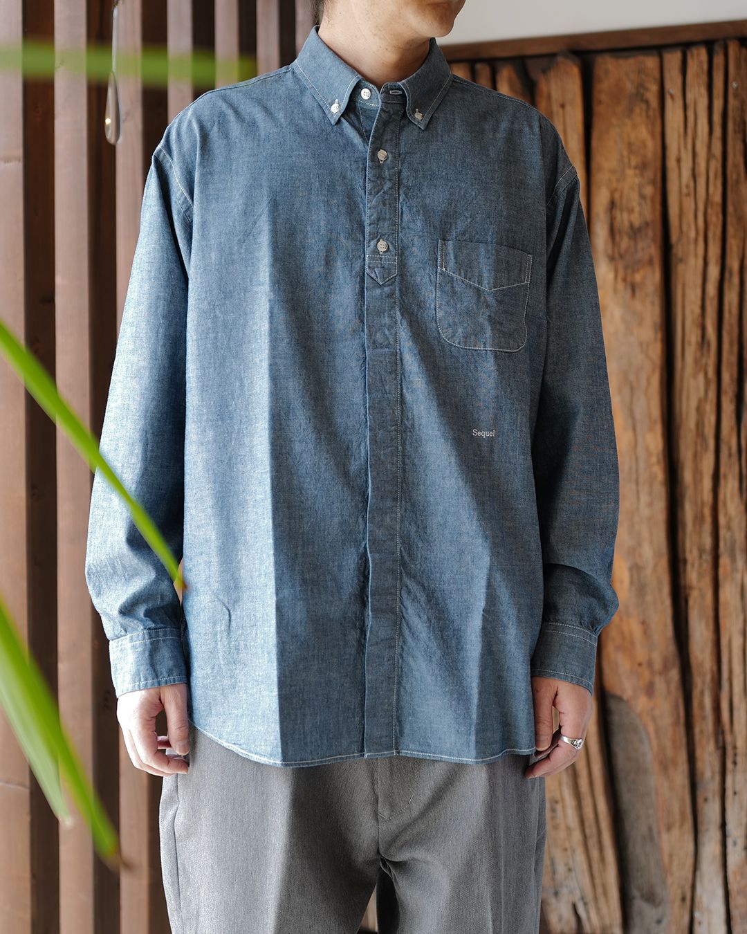 CHAMBRAY LONG SLEEVE SHIRT [BLUE]