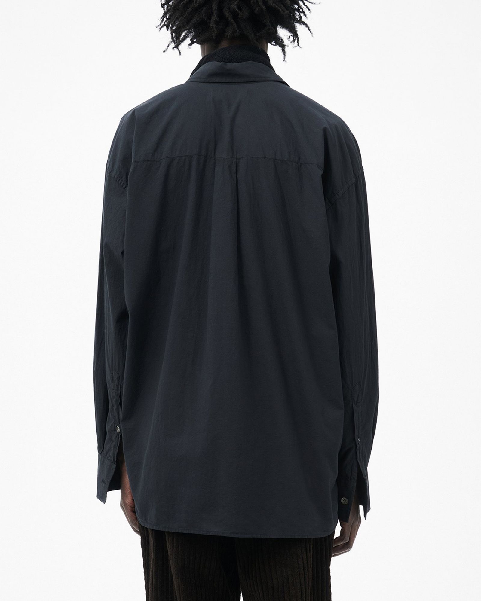 【Last1 Size44】 BORROWED BD SHIRT Black Voile