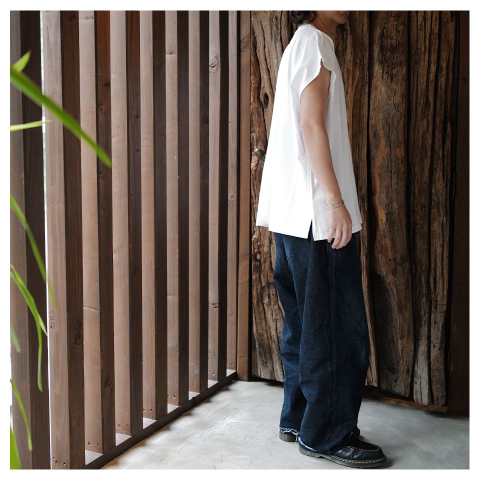 24ss 試着のみ MINEDENIM ビッグシルエット ノースリーブ Tシャツ MINEDENIM - Big Nosleeve T-SH (WHT) / ビッグシルエット