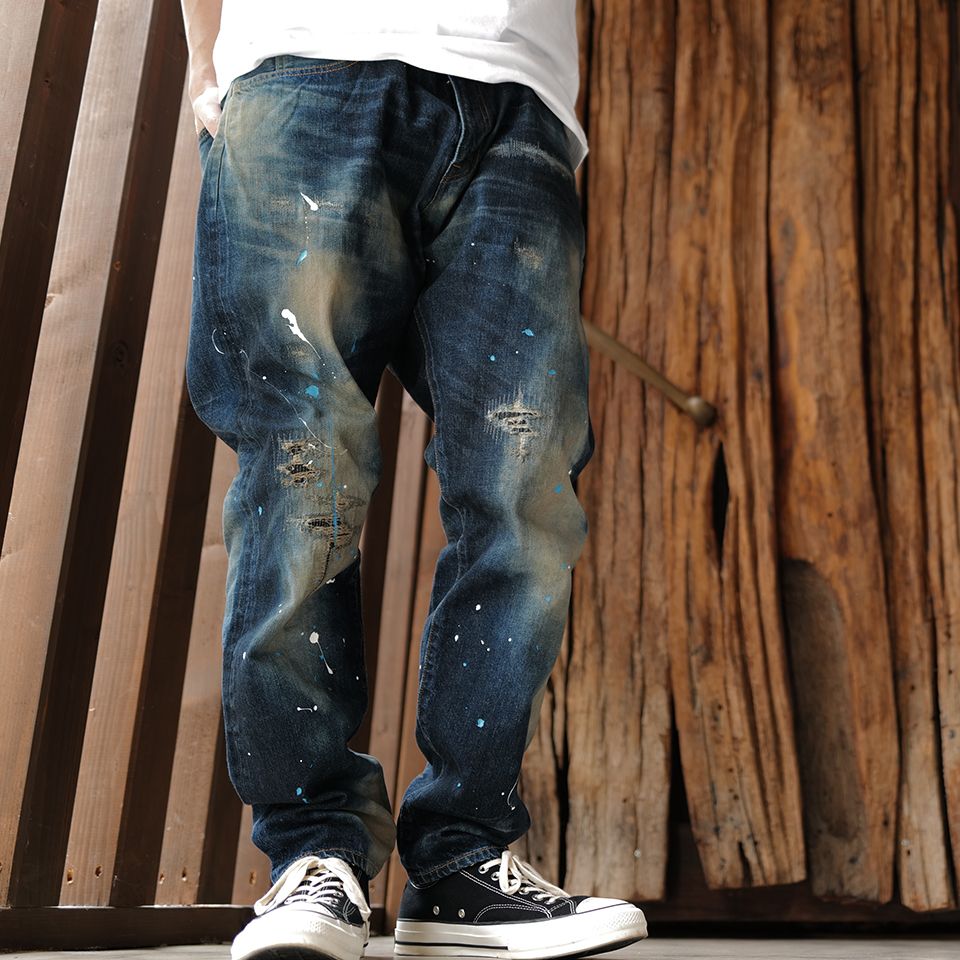 オイルペイント FRAGMENT × SEQUEL DAMEGE DENIM PANTS - 通販 - www