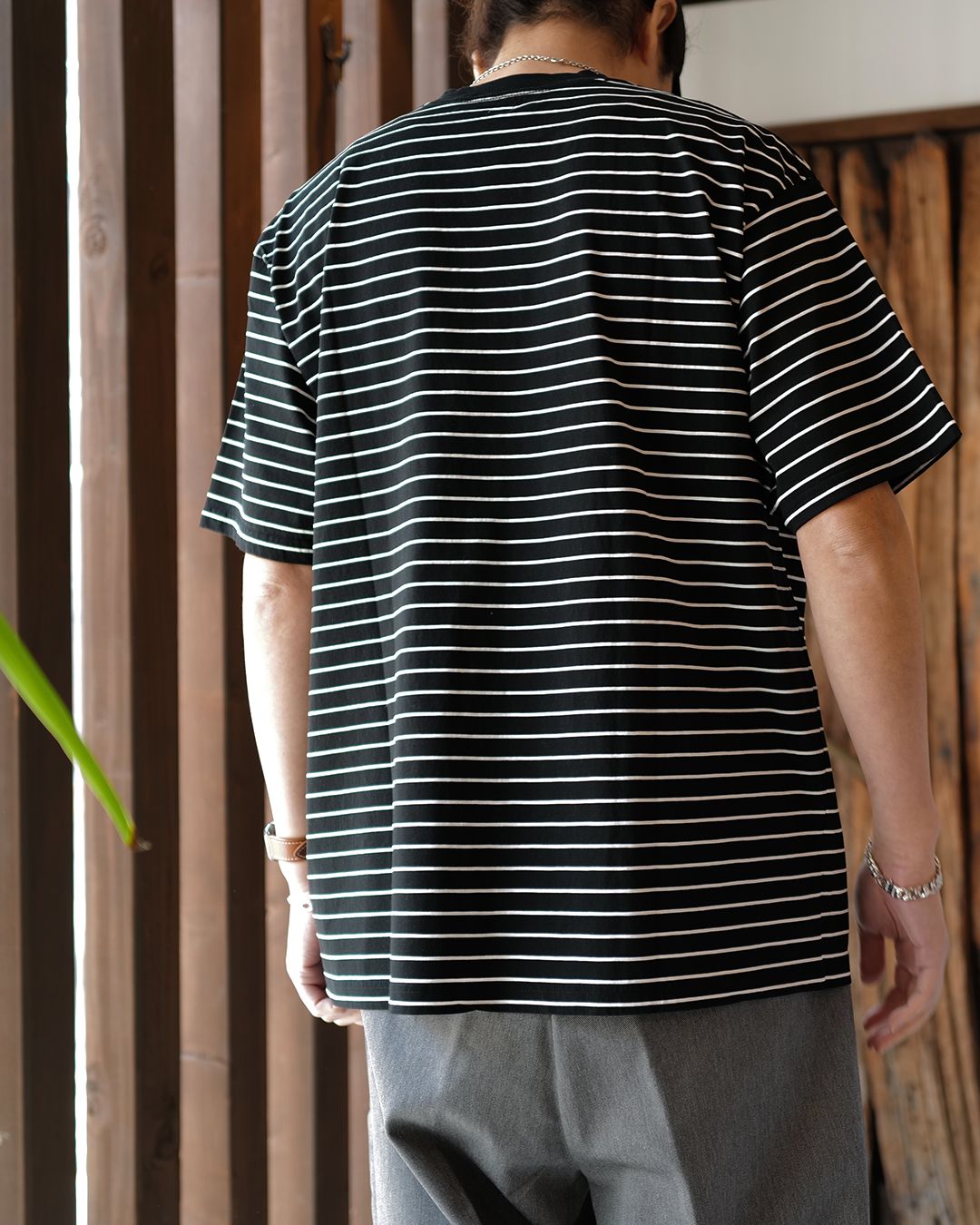 HIGH GAUGE BORDER T-SHIRT  [BLACK]