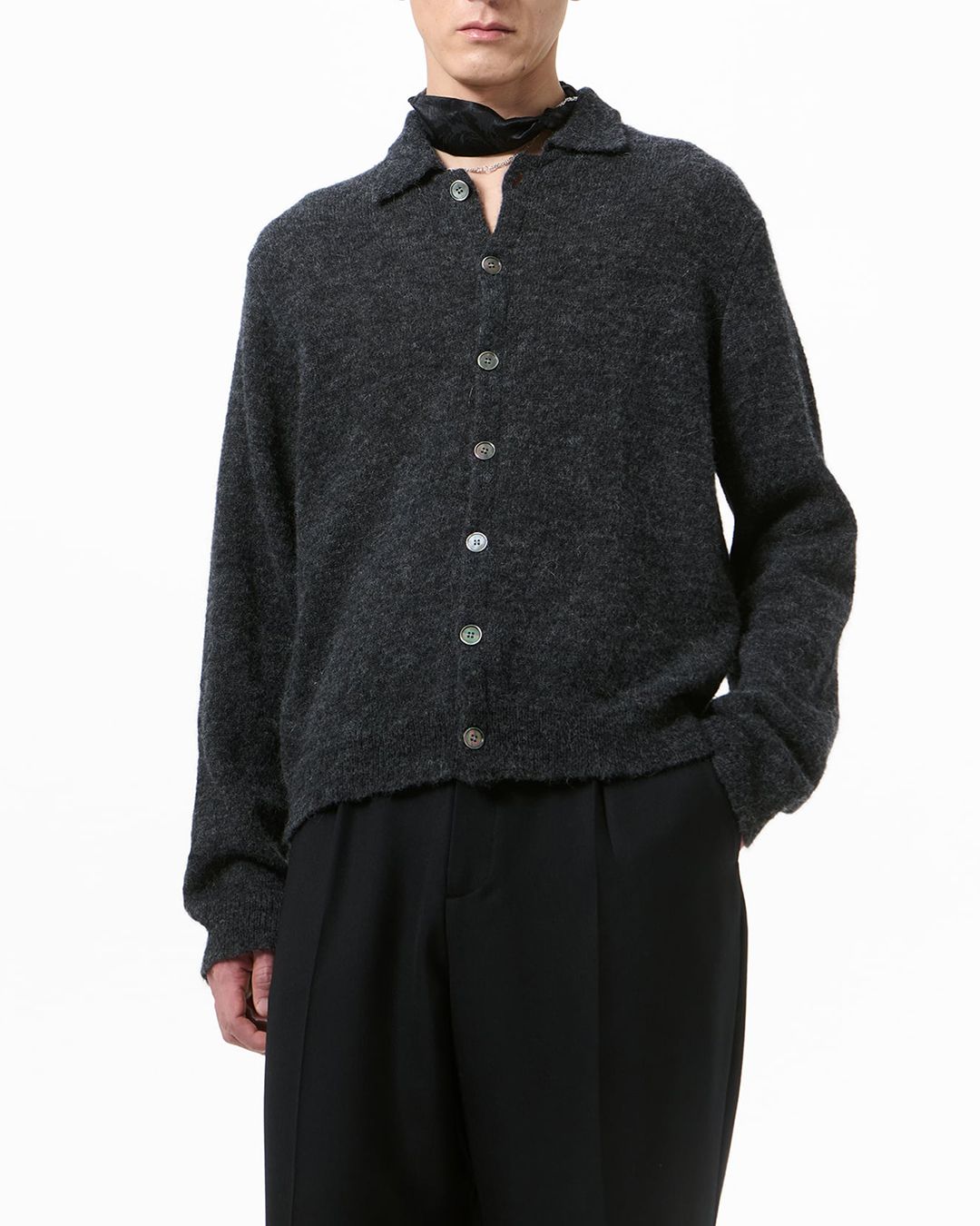 EVENING POLO  Charcoal Melange Fuzzy Alpaca