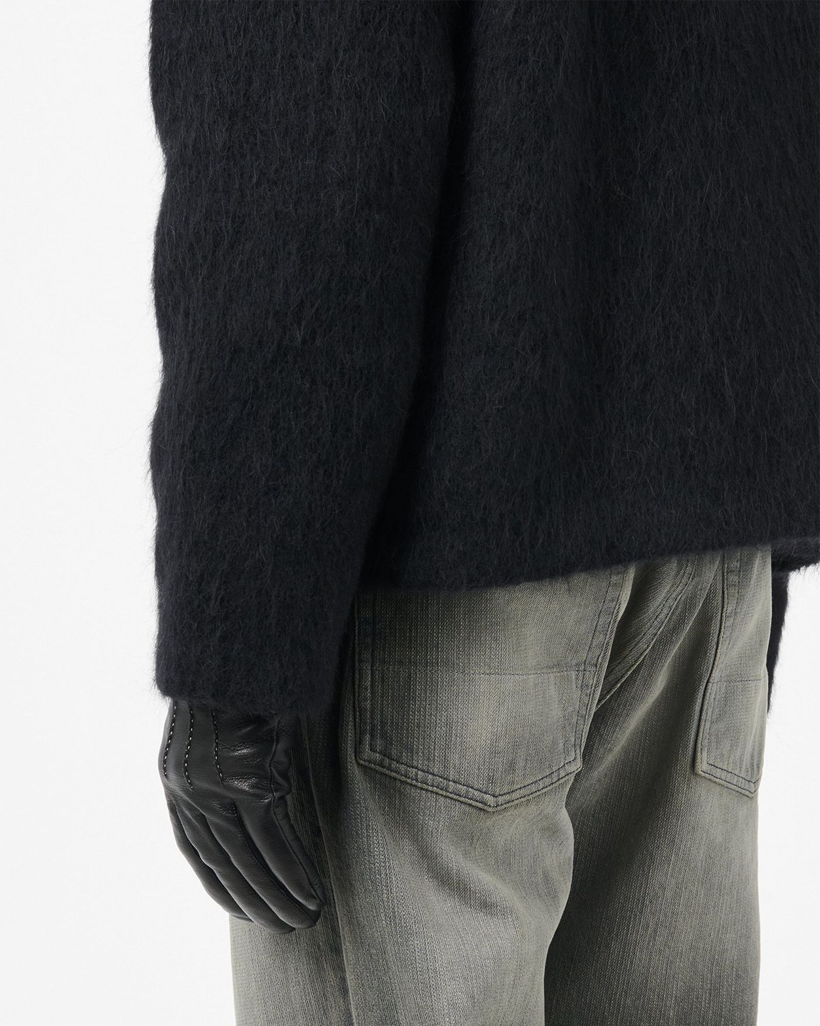 FULL ZIP HOOD  Black Hairy Wool