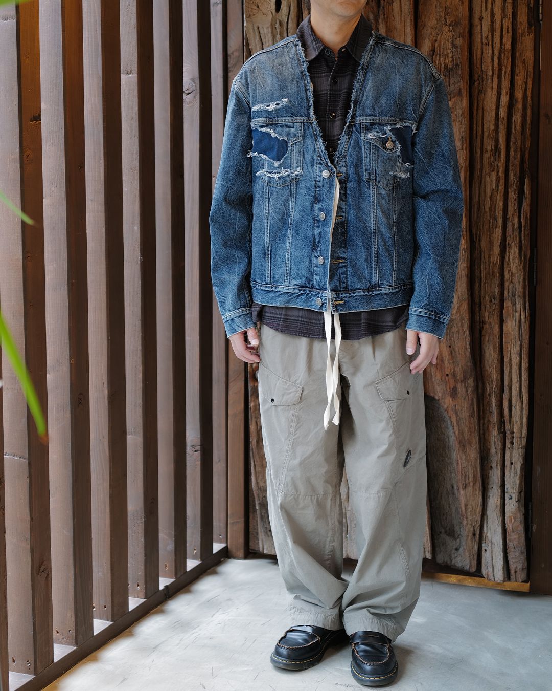 Maison Margiela : ディストレスト カラーレス デニムジャケット