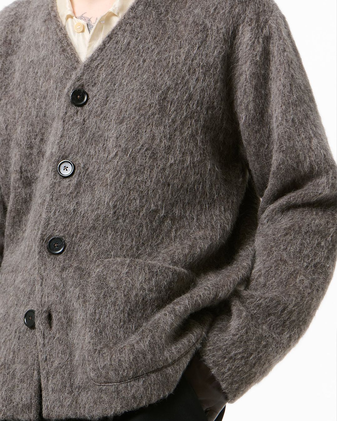 CARDIGAN Mole Grey Hairy Wool