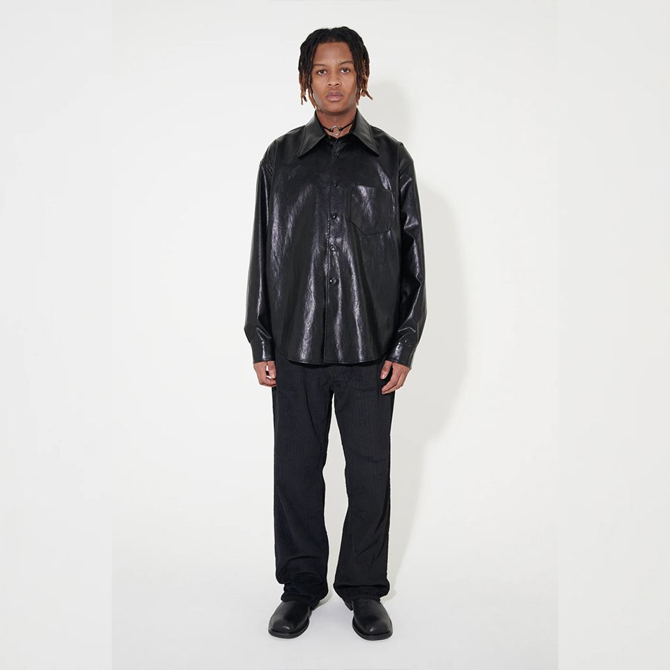 OUR LEGACY - COCO 70S SHIRT CAEIAN BLACK FAKE LEATHER. | River