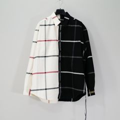 Last1 L 【mastermindJAPAN】 VERTICAL SPLIT PLAID SHIRT  BLACK x WHITE PLAID( BIG )