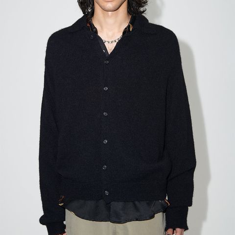 【LAST1 Size50】EVENING POLO  Black Fuzzy Alpaca