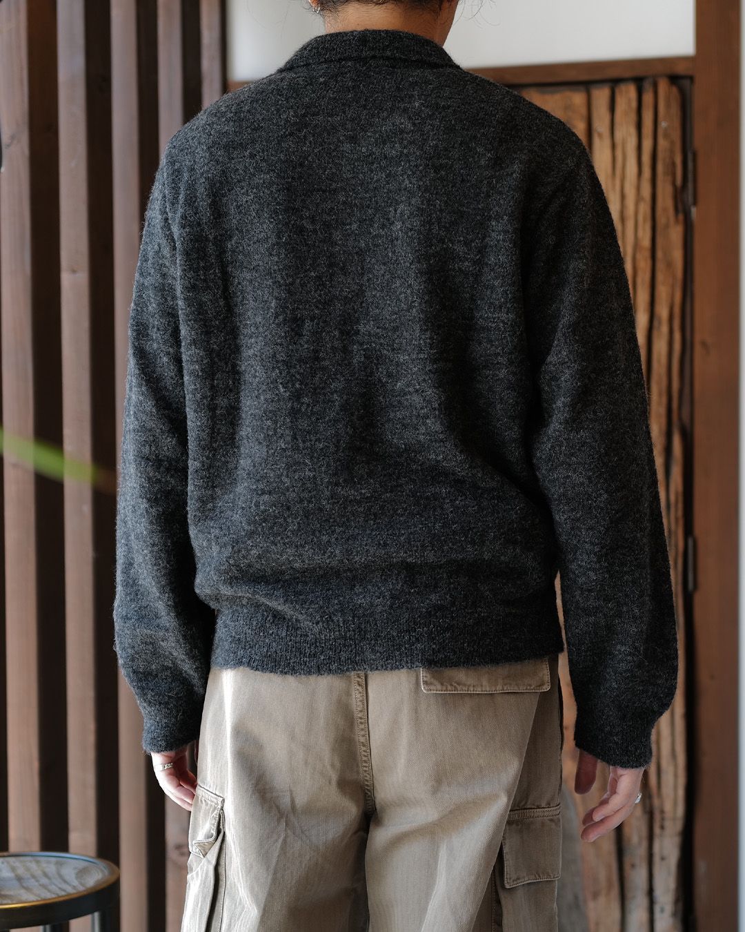 EVENING POLO  Charcoal Melange Fuzzy Alpaca