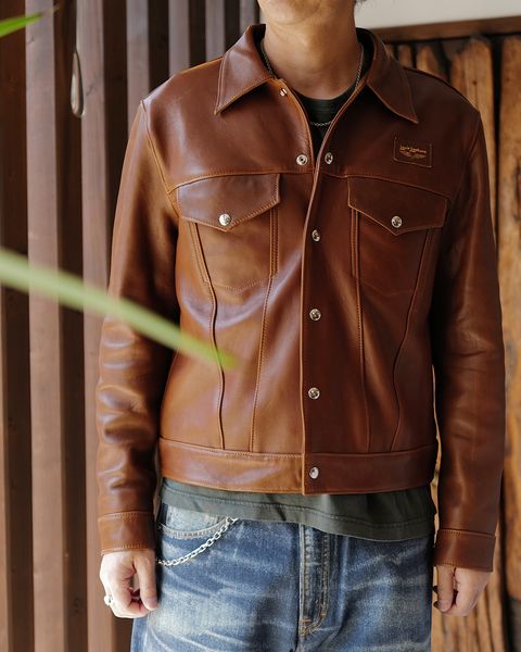 Lewis Leathers Western Jacket -ウェスタン ジャケット- (シープレザー / 裏地:ブラックニット ) Light Brown