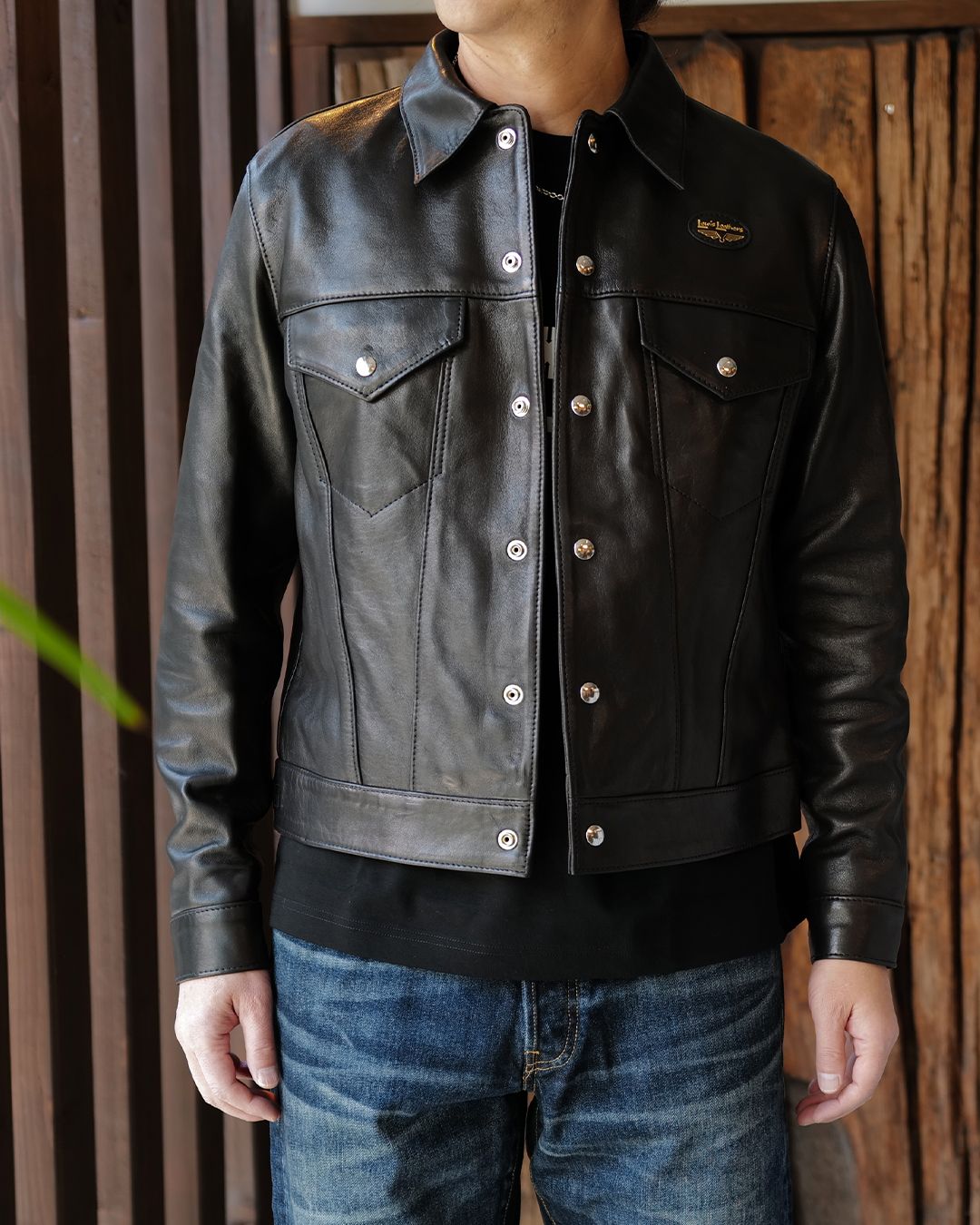 Western Jacket -ウェスタン ジャケット- 【Tight-Fit】   (シープレザー / 裏地:ブラックニット ) Black