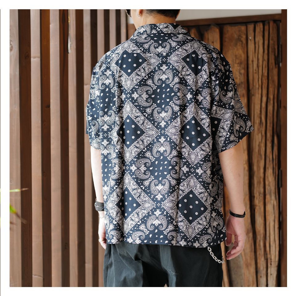 SEQUEL - 【Last1 L】SQ-23SS-SH-03 OPEN COLLAR SHIRT NAVY | River