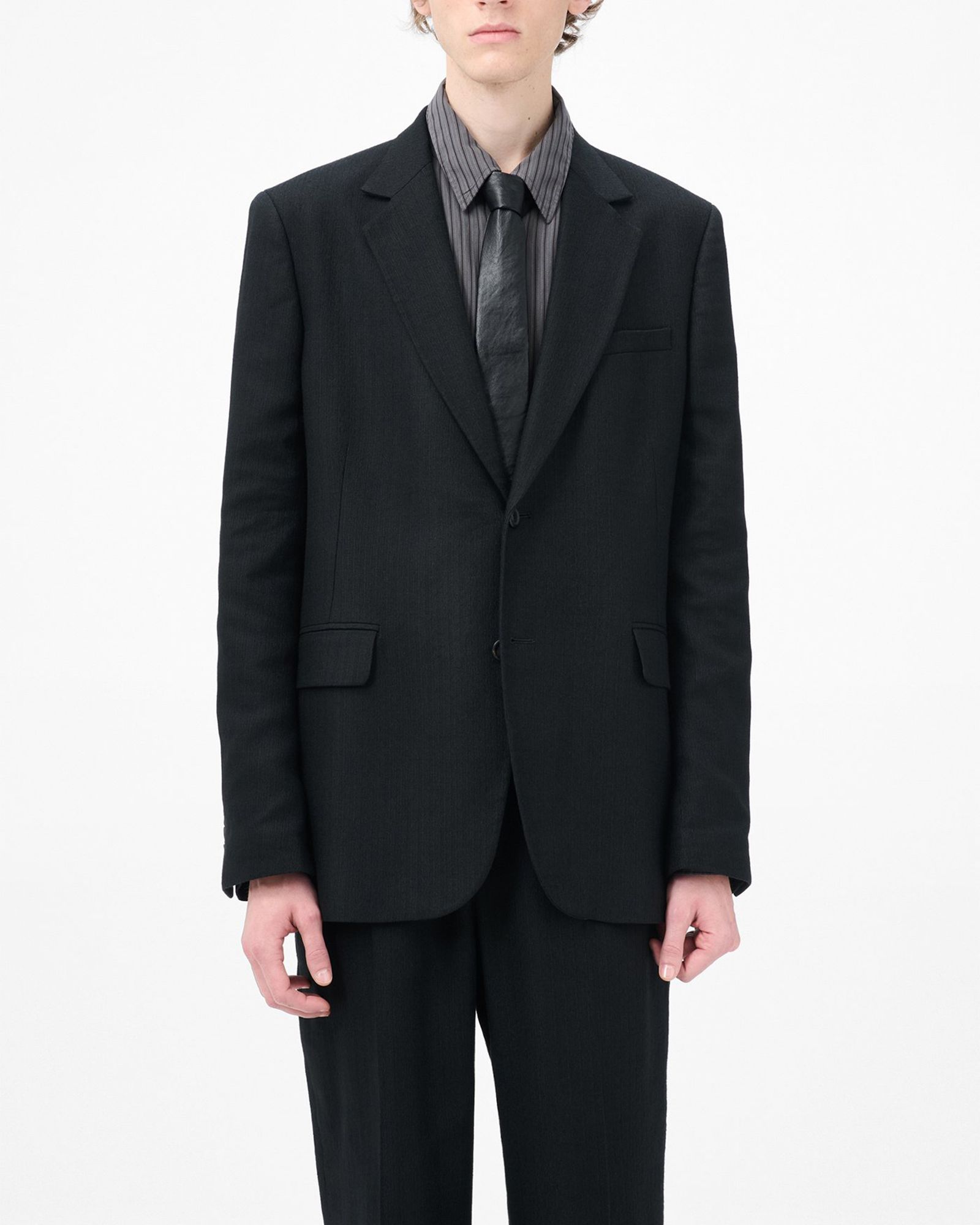 CEREMONY BLAZER   Coal Black Link Stripe Weave
