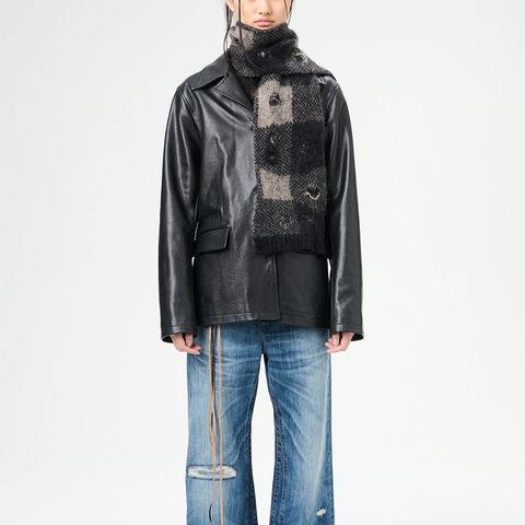 PAST SCARF   Black Destructive Gingham