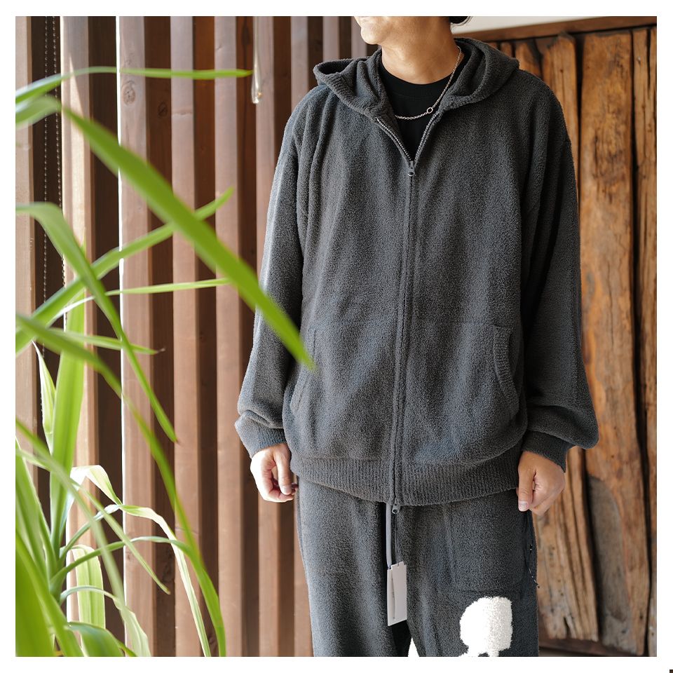 【MASTERMIND WORLD】 LOUNGE ZIP-UP HOODIE  CHARCOAL x WHITE