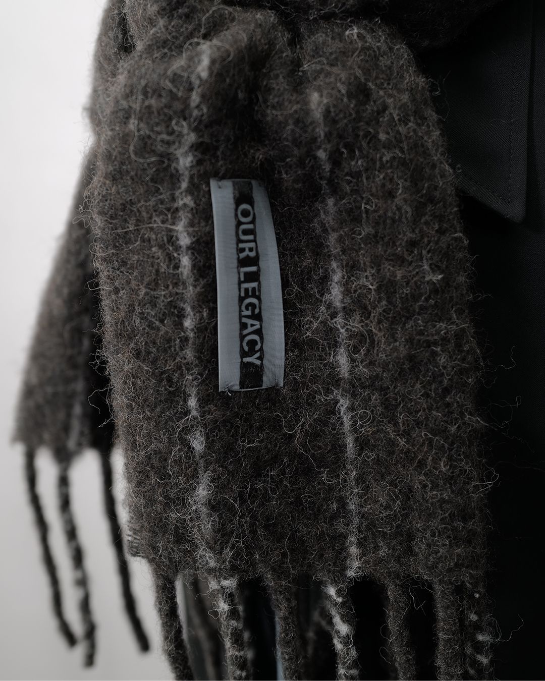 ESTATE SCARF   Brown Pinstripe Fuzzy Alpaca