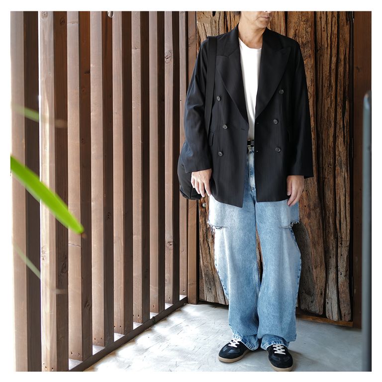 OUR LEGACY - SHARP DB BLAZER Black Experienced Viscose | River