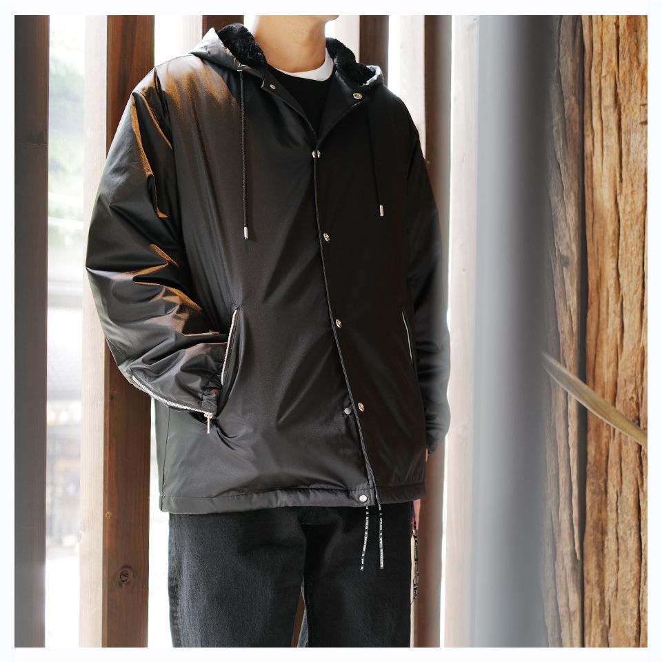 【mastermindJAPAN】 NYLON HOODED COACH JACKET BLACK