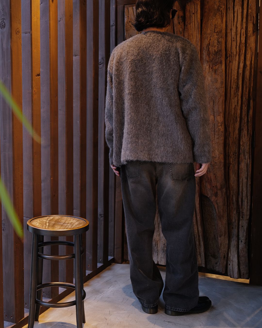 MINEDENIM -EF.Wool Interlock Border Print Crewneck L/S Pullover -