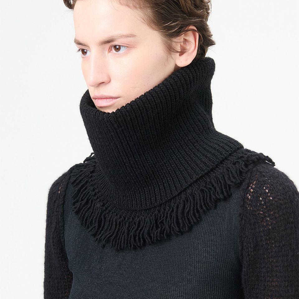 FUNNEL SNOOD   Black Fisherman Wool