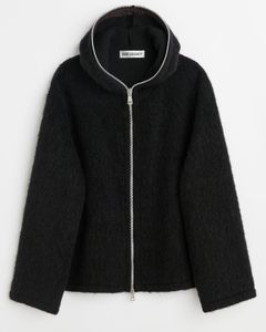 FULL ZIP HOOD  Black Hairy Wool