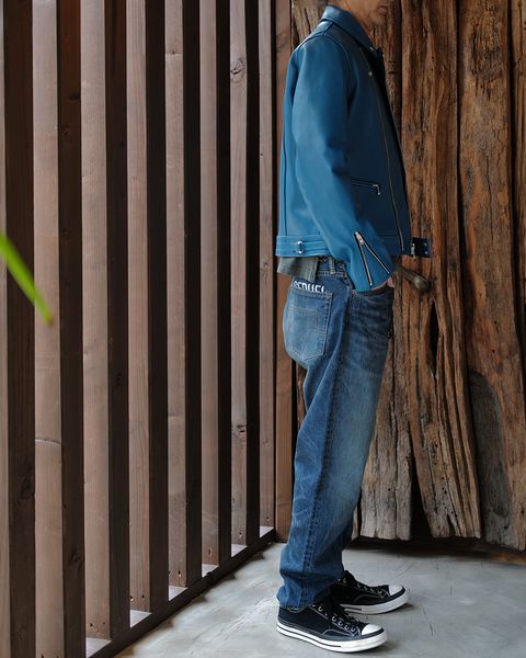 Lewis Leathers Cyclone -サイクロン- 【Tight-Fit】 (ホースレザー / 裏地:タータンチェック/) VintageTurquoise