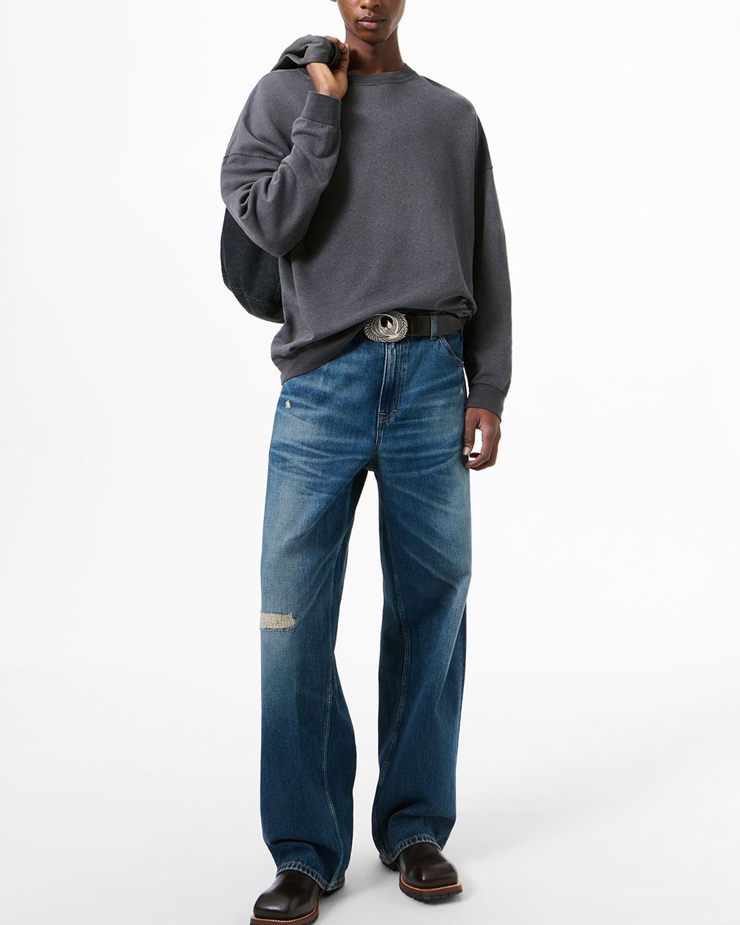 SLACK SWEATSHIRT  Washed Black Rogue Loopback