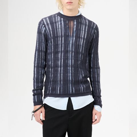 FORMAL ROUNDNECK   Washed Navy Tech Cotton