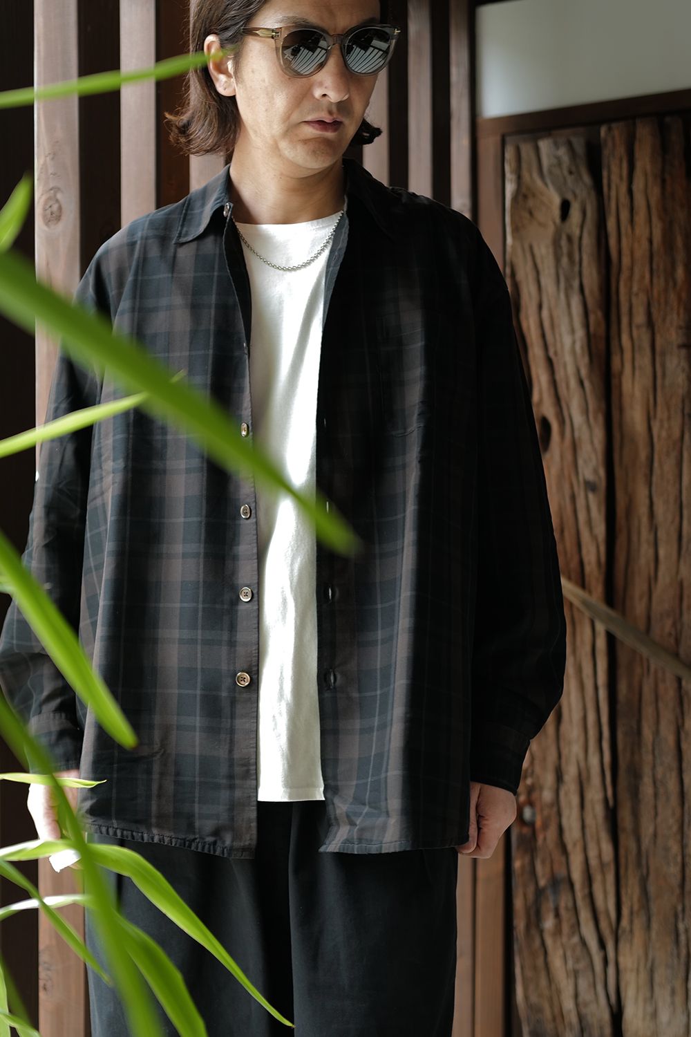 OUR LEGACY 【BORROWED SHIRT Black Sheer Shadow Check】