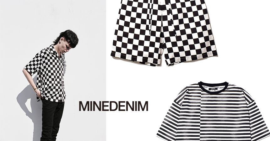 MINEDENIM - CU.Denim Checker flag S/S Open Collar SH | River