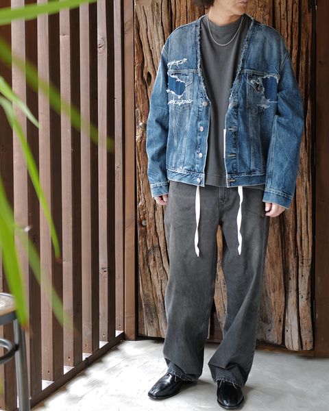 Maison Margiela : ディストレスト カラーレス デニムジャケット