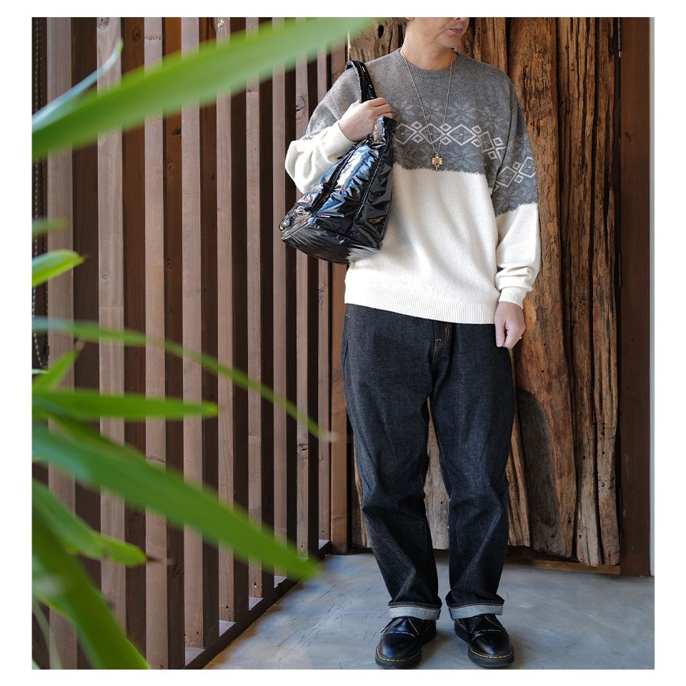 SEQUEL - SQ-23AW-KN-03 NORDIC CREW NECK KNIT GRAY x